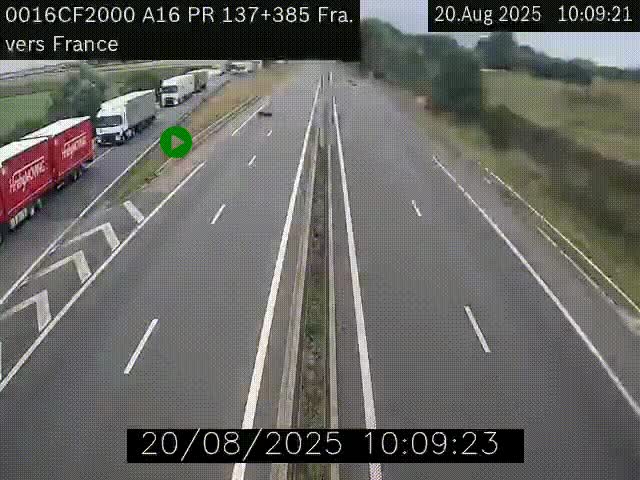 Webcam à la frontière franco-belge au niveau de Bray-Dunes/De-Panne sur l'autoroute A16. Vue orientée vers Calais