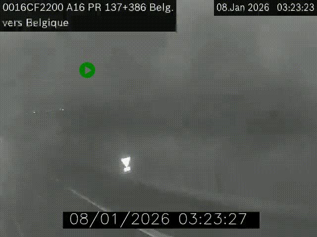 Webcam à la frontière franco-belge au niveau de Bray-Dunes/De-Panne sur l'autoroute A16. Vue orientée vers la Belgique