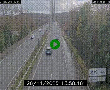 Webcam sur la N165 après le Pont de l'Iroise, à l'entrée de Brest