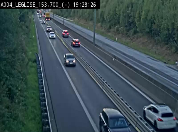 Webcam autoroute A4 (E411-E25) à Léglise, avant la jonction avec la N40. Vue orientée vers Bruxelles