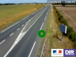 Webcam routière sur la RN7 à hauteur de Toulon-sur-Allier, entre Moulins et Vichy
