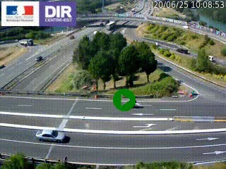 Webcam traffic à Grenoble-sud sur l'autoroute A480. Vue orientée vers l'entrée et la sortie de Grenoble