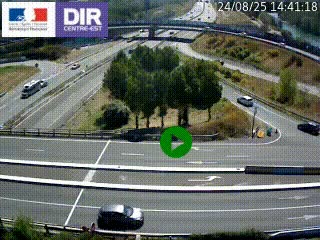 Webcam traffic à Grenoble-sud sur l'autoroute A480. Vue orientée vers l'entrée et la sortie de Grenoble