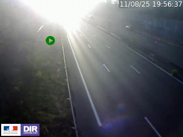 Webcam à Bron sur l'A43 à la jonction avec le boulevard périphérique de Lyon (D383). Vue orientée vers Lyon