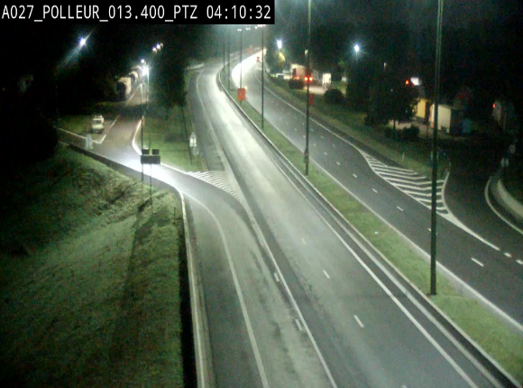 Webcam A27/E42 avec vue sur le parking de l'aire de Polleur, après le Viaduc de Polleur à Theux. Vue orientée vers Liège