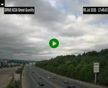 Webcam routière sur N338 à hauteur de Grand-Quevilly en périphérie de Rouen. Vue orientée vers Rouen