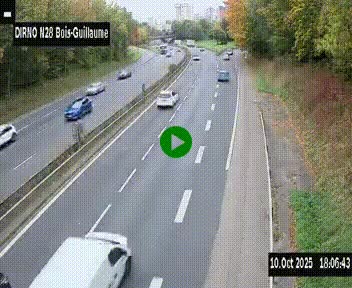 Webcam routière à hauteur de Bois-Guillaume en périphérie de Rouen. Vue orientée vers Rouen