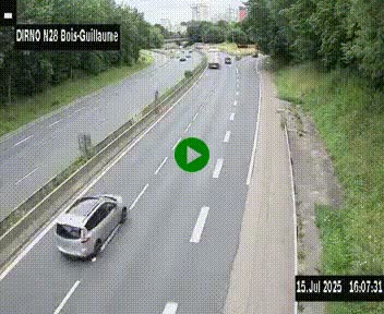 Webcam routière à hauteur de Bois-Guillaume en périphérie de Rouen. Vue orientée vers Rouen