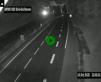 Webcam routière à hauteur de Bois-Guillaume en périphérie de Rouen. Vue orientée vers Rouen