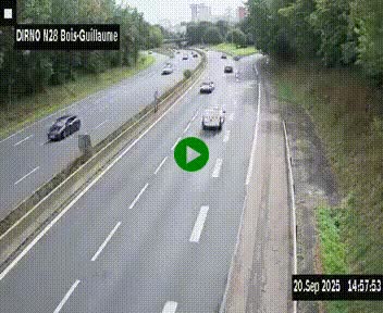 Webcam routière à hauteur de Bois-Guillaume en périphérie de Rouen. Vue orientée vers Rouen