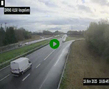 Webcam autoroute A150 à hauteur de La Vaupalière en périphérie de Rouen. Vue orientée vers Rouen