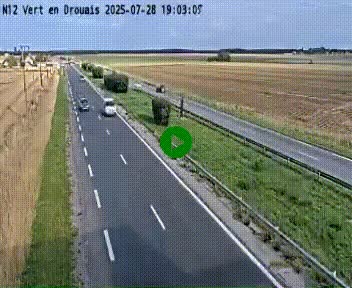 Webcam à hauteur de Vert-en-Drouais sur la N12, en périphérie de Dreux. Vue orientée vers Alençon
