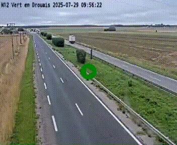 Webcam à hauteur de Vert-en-Drouais sur la N12, en périphérie de Dreux. Vue orientée vers Alençon