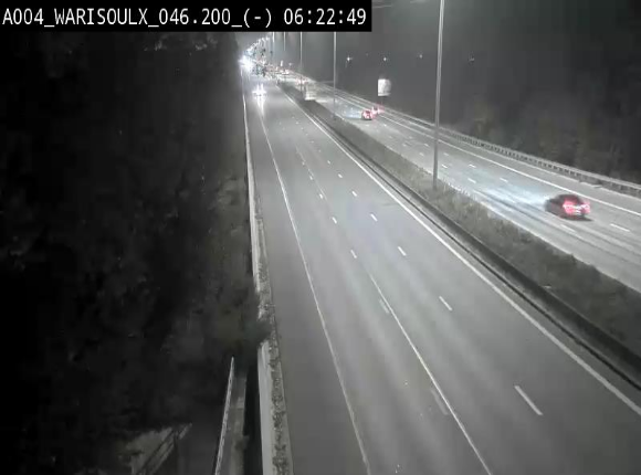 Webcam sur l'E411 à proximité de la jonction avec l'E42 à Warisoulx. Vue orientée vers le nord