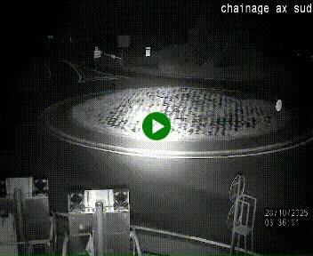 Webcam au nord d'Ax-les-Thermes au niveau de l'aire de chaînage de la N20. Vue orientée vers les Pyrénées, en direction de Pas de la Case