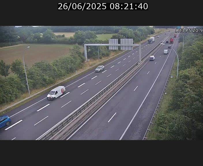 Traffic live webcam Luxembourg Croix de Bettembourg, rond-point d'Hellange - A13 direction Allemagne - BK 20.9