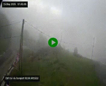 Webcam au col du Somport, côté français, sur la N134, dans les Pyrénées, en direction de l'Espagne, à 1632 mètres d'altitude
