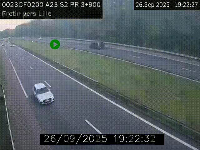 Webcam autoroute A23 à hauteur de Fretin. Vue orientée vers Lille