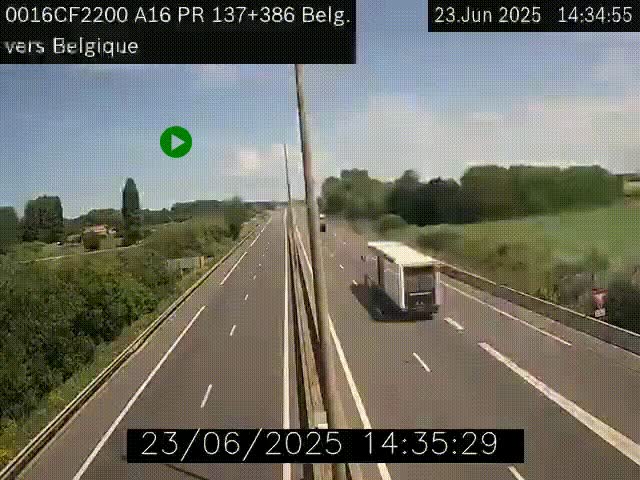 Webcam à la frontière franco-belge au niveau de Bray-Dunes/De-Panne sur l'autoroute A16. Vue orientée vers la Belgique