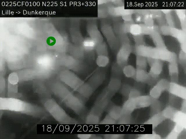 Webcam autoroute A25 (N225) à hauteur de Bergues (Bierne). Vue orientée vers Dunkerque.