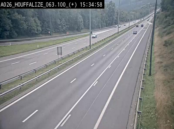 Webcam autoroute des Ardennes (E25/A26) à hauteur d'Houffalize. Vue orientée vers Baraque de Fraiture