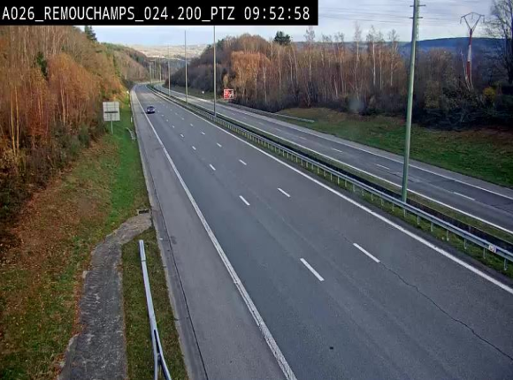 Webcam E25/A26 à Aywalle, à hauteur de Spa. Vue orientée vers Liège