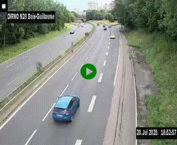 Webcam routière à hauteur de Bois-Guillaume en périphérie de Rouen. Vue orientée vers Rouen