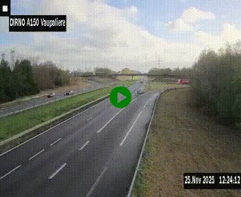 Webcam autoroute A150 à hauteur de La Vaupalière en périphérie de Rouen. Vue orientée vers Rouen