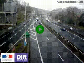 Caméra autoroute sur A6 - Valvert, près de Lyon, en direction de Paris, à hauteur de la sortie 36 Porte du Valvert