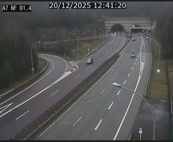 Caméra autoroute Luxembourg A7 - Echangeur Waldhaff - direction Tunnel Stafelter