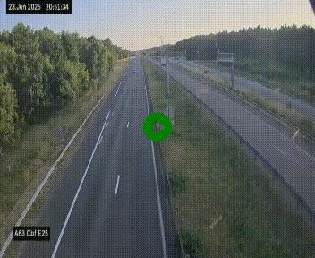 Webcam autoroute A63 en périphérie de Bordeaux au sud-est de la ville, en provenance du bassin d'Arcachon. Vue orientée vers Bordeaux