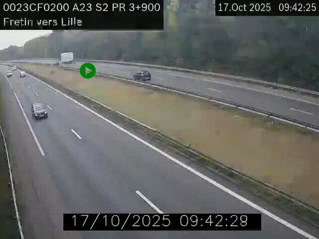 Webcam autoroute A23 à hauteur de Fretin. Vue orientée vers Lille