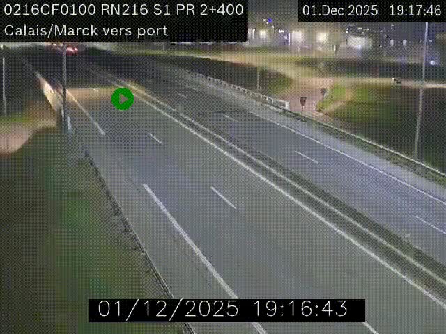 Webcam à Calais sur A216 (N216) en direction du port (harbour) de Calais.
