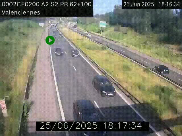 Webcam autoroute A2 à Valenciennes. Vue orientée vers Maubeuge et Mons (Belgique)