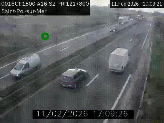 Webcam autoroute A16 à proximité de Dunkerque, à hauteur de la sortie Saint-Pol-sur-Mer. Vue orientée vers Calais