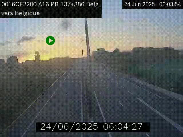 Webcam à la frontière franco-belge au niveau de Bray-Dunes/De-Panne sur l'autoroute A16. Vue orientée vers la Belgique