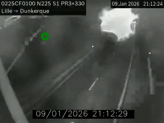 Webcam autoroute A25 (N225) à hauteur de Bergues (Bierne). Vue orientée vers Dunkerque.