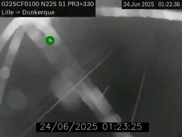 Webcam autoroute A25 (N225) à hauteur de Bergues (Bierne). Vue orientée vers Dunkerque.