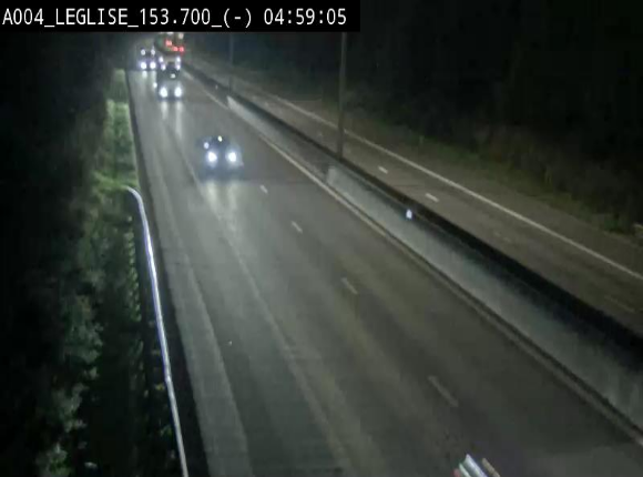 Webcam autoroute A4 (E411-E25) à Léglise, avant la jonction avec la N40. Vue orientée vers Bruxelles