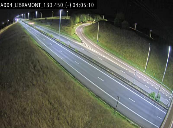 Webcam à Libramont sur l'E411 à la jonction avec la N89 menant vers Bouillon et la France. Vue orientée vers Arlon