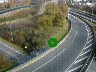 Caméra autoroute à la jonction entre l'A7 et la D301 (Boulevard urbain Sud de Lyon) à Feyzin, au sud de Lyon. Vue orientée vers Mions
