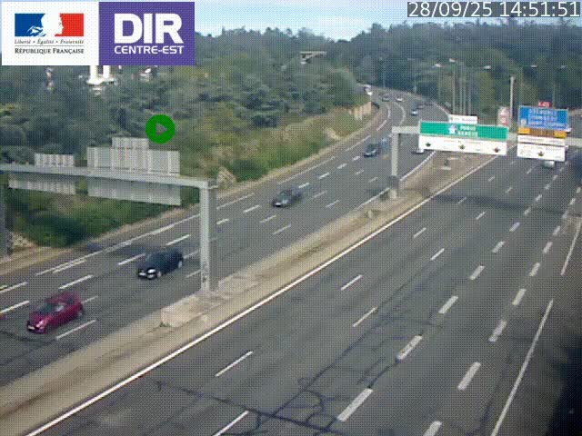 Caméra de circulation routière sur le boulevard périphérique Laurent Bonnevay de Lyon (D383) à hauteur de Bron, avant la jonction avec l'A43. Vue orientée vers l'échangeur