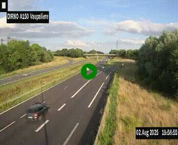 Webcam autoroute A150 à hauteur de La Vaupalière en périphérie de Rouen. Vue orientée vers Rouen
