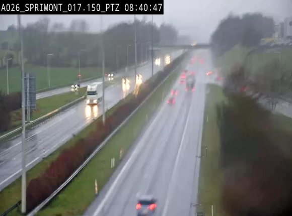 Webcam A26 (E25) à Sprimont, sur l'autoroute entre Liège et Arlon. Vue orientée vers le Luxembourg