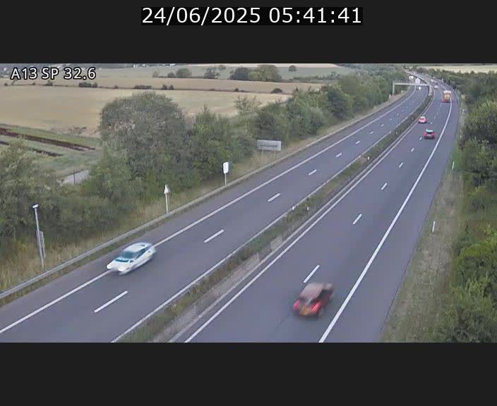 Webcam info trafic A13 à hauteur de Mondorf-les-bains. Vue orientée vers Altwies