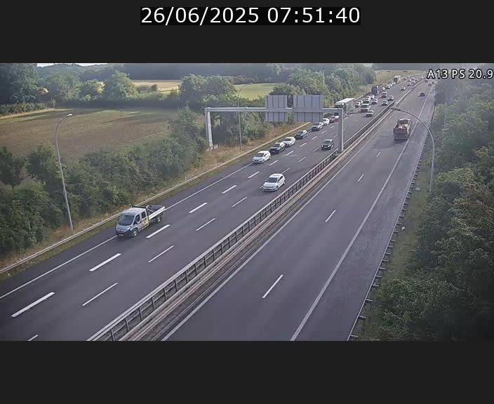 Traffic live webcam Luxembourg Croix de Bettembourg, rond-point d'Hellange - A13 direction Allemagne - BK 20.9
