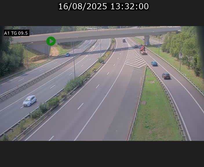Traffic live webcam Luxembourg Jonction Grünewald - A1 direction Luxembourg-ville - BK 9.5