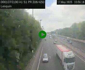 Webcam autoroute A1 à hauteur de Lesquin. Vue orientée vers Lille