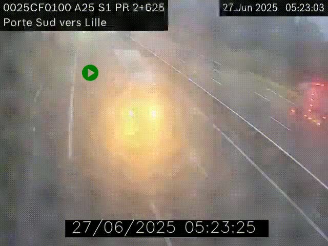Webcam autoroute A25 sur le périphérique de Lille à hauteur de Lille-Sud et la sortie 3 Faches-Thumesnil. Vue orientée vers Lille-Centre.