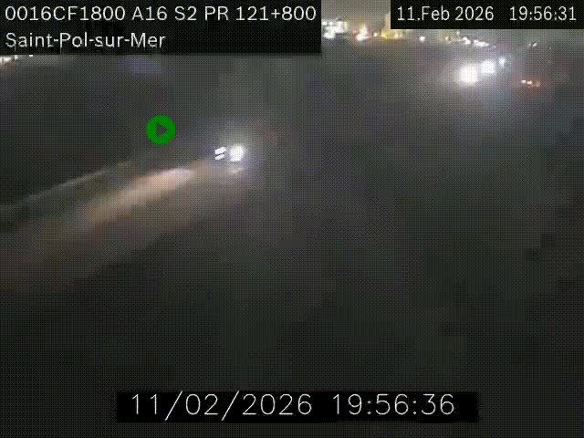 Webcam autoroute A16 à proximité de Dunkerque, à hauteur de la sortie Saint-Pol-sur-Mer. Vue orientée vers Calais